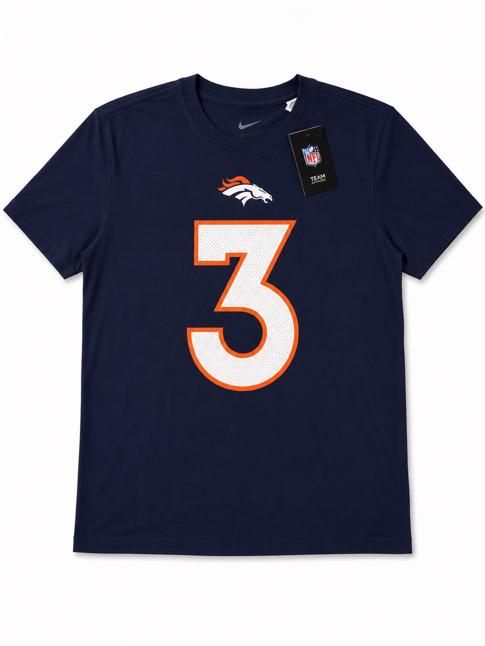 Nike Denver Broncos #3 Wilson Graphic Tee with Orange and White Accents